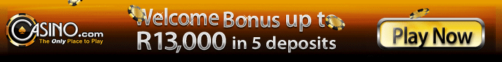 Casino.com is offering up to R13 000.00 worth of bonuses
